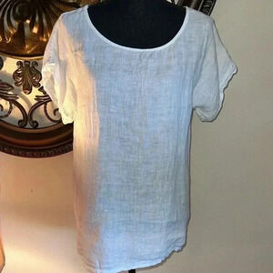 TERZO MILLENNIO Women’s Made in Italy 100% Linen Top Blouse Tunic Medium